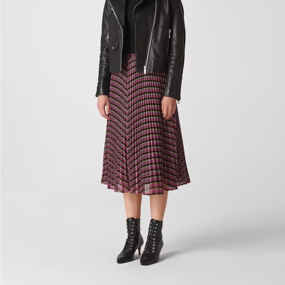 Whistles Multicolour Stripe Sparkle Pleated